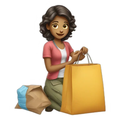 girl packing bag sticker