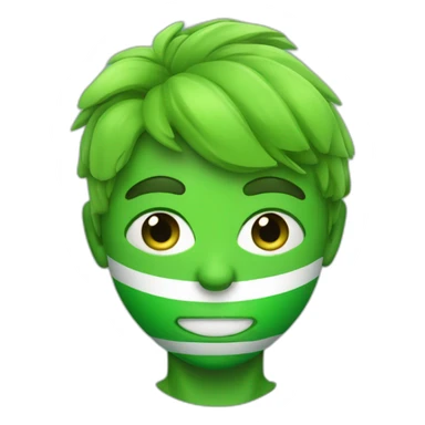 Little guy soccer mascot dressed in green with penacho and green lines under eyes sticker