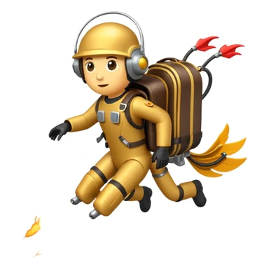 Erstelle mir einen Fallschirmspringer im emoji style mit einem Motor hinten dran  sticker