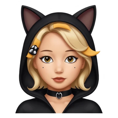 Jennifer Lawrence, in a black cat costume sticker