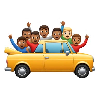 Car with 6 guys sticker