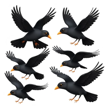 Flying in one direction multiple black birds emoji sticker
