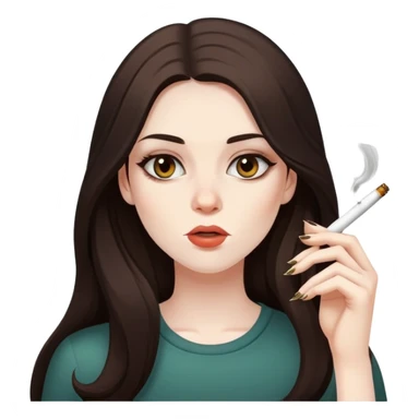 girl with long dark brown hair and pale skin smoking weed  sticker
