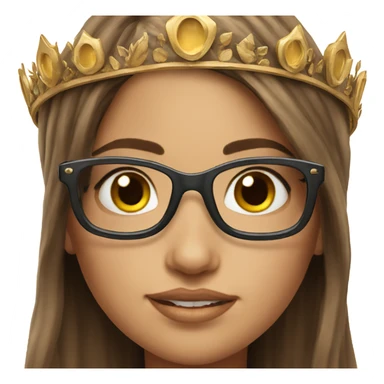 Hyperrealistic beautiful  girl, wearing a crown and glasses with arm tattoos, with long brown hair  sticker