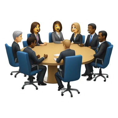 business people sitting at a round table  side view sticker