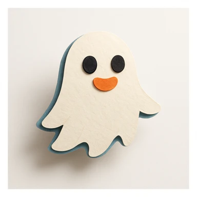 three-dimensional and adorable ghost character paper craft style sticker