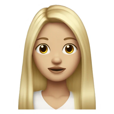 blonde long hair  girl with curtain bangs and freckles  sticker