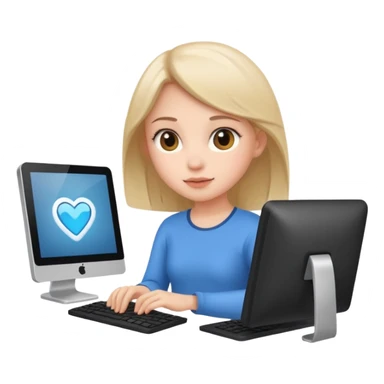Cute girl using computer sticker
