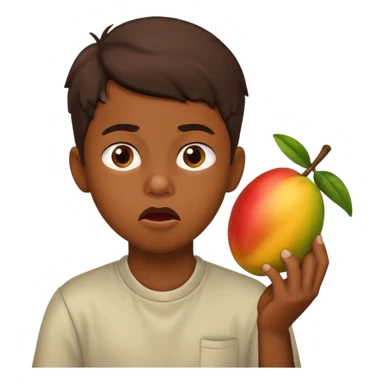 Boy eating mangoes, disgusted sticker