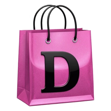 PINK GLITTER SHOPPING BAGS WITH A LETTER D IN THE MIDLLE IN COLOUR BLACK WITH GLITTER TOO  sticker