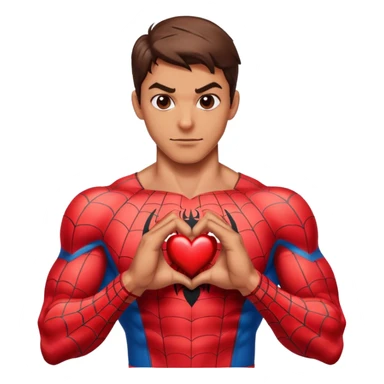 Spiderman doing a heart  sticker