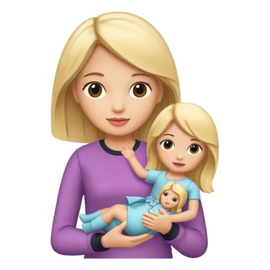 woman holding blonde doll sticker