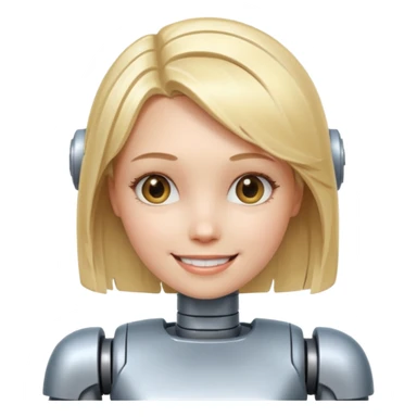 robotic smiling girl with blond hair sticker