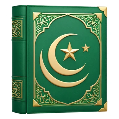 Closed Quran with the Islamic Symbol on it (moon and star) green sticker