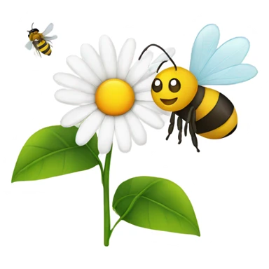 Daisy flower with a bee sticker