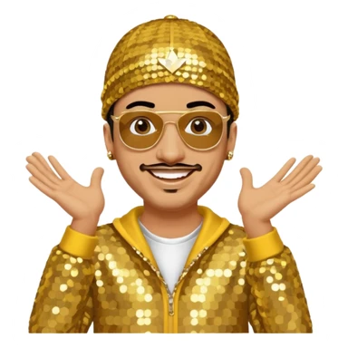 Ali G with gold sequin outfit sticker