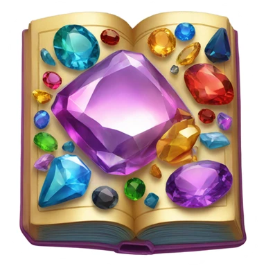 Golden book with rainbow gemstones on the cover sticker