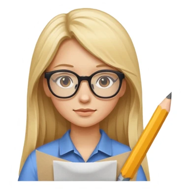 je voudrai un emoji d'une fille aux cheveux longs et blonds avec des lunettes entrain de découper DU PAPIER sticker