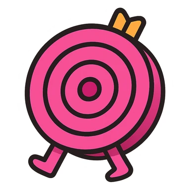 pink bullseye, playful and bold, cartoon style sticker