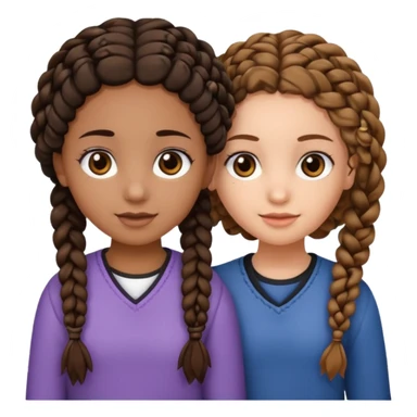 2 girl best friends. One is black with braids and brown eyes. One is white with curly brown hair with brown eyes. sticker