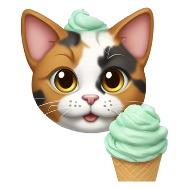 calico cat with mint icecream  sticker
