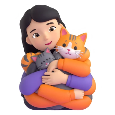 person hugging a cat sticker