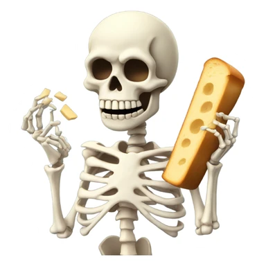 Skeleton holding garlic bread intense  sticker
