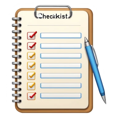 open notebook with a checklist sticker
