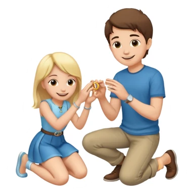 🧎‍♂️‍➡️💍💃 a boy parposing a girl boy on his knee and boy give him ring  sticker