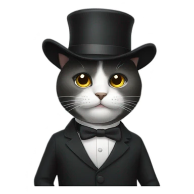 cat with white hat and black suit sticker