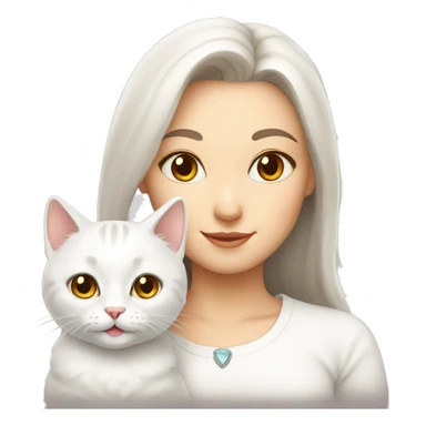 white mother cat sticker