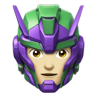 purple and green gundam mecha head sticker