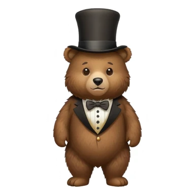brown bear with top hat  sticker