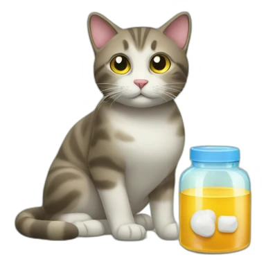 A cat gets medicine sticker