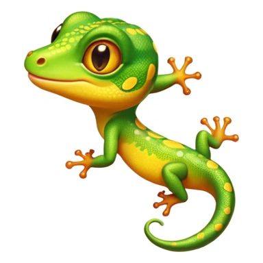 Cinematic Cute Gecko Portrait Emoji, Head tilted playfully and inquisitively, featuring a small, charming body with smooth, vividly patterned scales, bright, sparkling eyes and delicate, sticky toe pads, Simplified yet irresistibly adorable features, highly detailed, glowing with a warm, inviting glow, high shine, affectionate and lively, stylized with a touch of tropical whimsy, soft glowing outline, capturing the essence of a mischievous yet loving gecko that appears ready to dart out of the screen into your heart! sticker