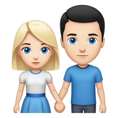 Strong white man with short black hair and white girl with long blonde hair and blue eyes holding hands sticker