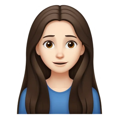 Very long hair Brunette with white skin worried but happy sticker