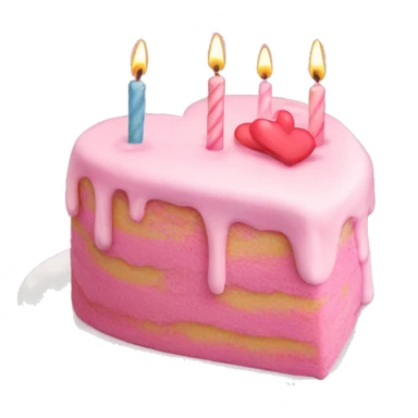 Pink heart shaped birthday cake sticker