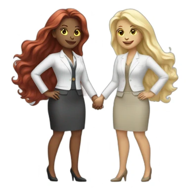 two white business women with different hair colors from each other shaking hands full bodies sticker