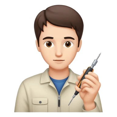 Person carefully adjusting or tweaking a device with a small tool like a screwdriver sticker