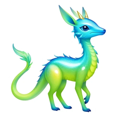 Shiny Exotic Colorful Neon-colored Ethereal Sparkly Amaura-Aurorus-Fakémon-hybrid-creature (full body)  sticker