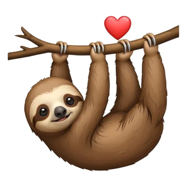 Hanging sloth with heart sticker