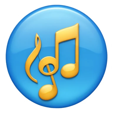 Create an emoji that looks just like the Instagram verified blue tick but with a music symbol in the middle instead of a tick sticker