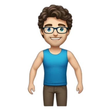 Handsome-Caucasian-man-dark-brown-wavy-hair-blue-eyes-glasses-middle-age--and-- sticker