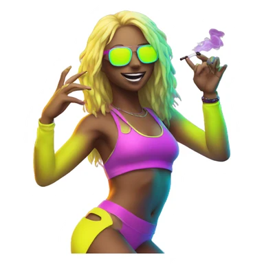 Rave party dancing neon smoking sticker