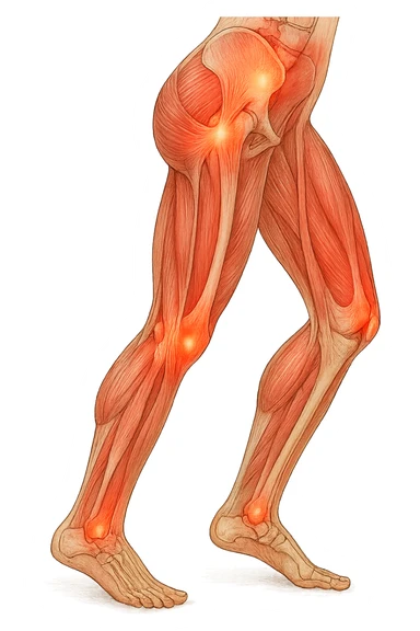 PRENDI SPUNTO DALLA FOTO E FAMMI A LIVELLO ANATOMICO LA GAMBA IN SOVRACCARICO sticker