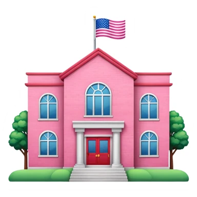 pink school with american flag sticker
