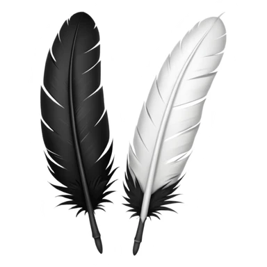 2 Black and White feathers for writing  sticker