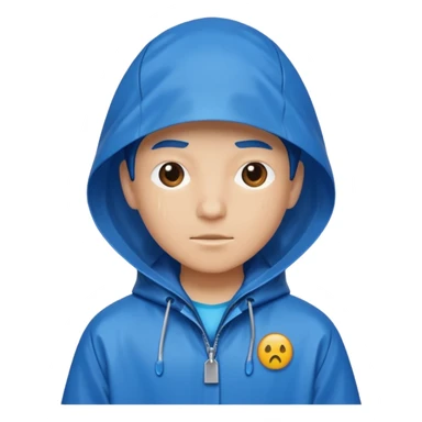 blue raincoat, just rain coat, negative character. sticker