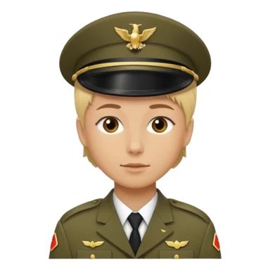 a soldier with short blonde hair sticker